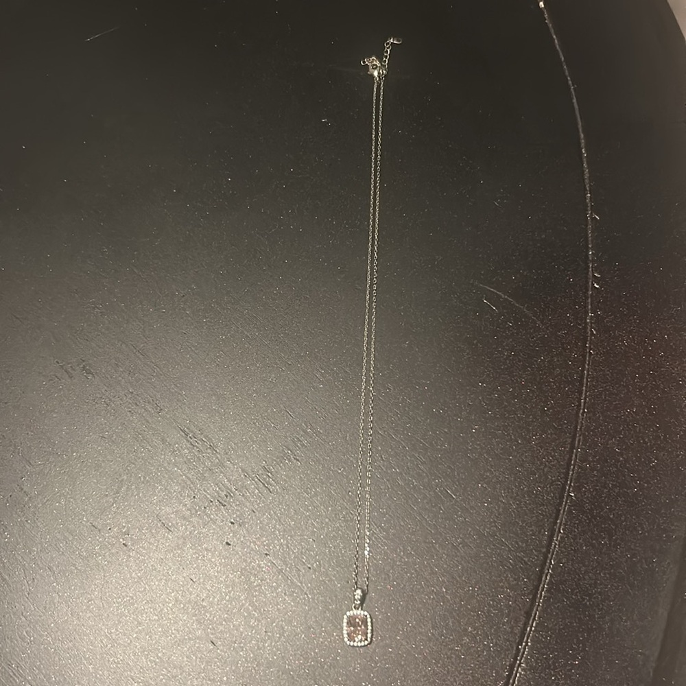 Sparkly Pink Topaz White Sapphire Pendant Necklace - Picture 2 of 4